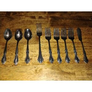 Leonard Oneida Random 9pc Stainless Steel Silverware Set Heavy Duty Flatware